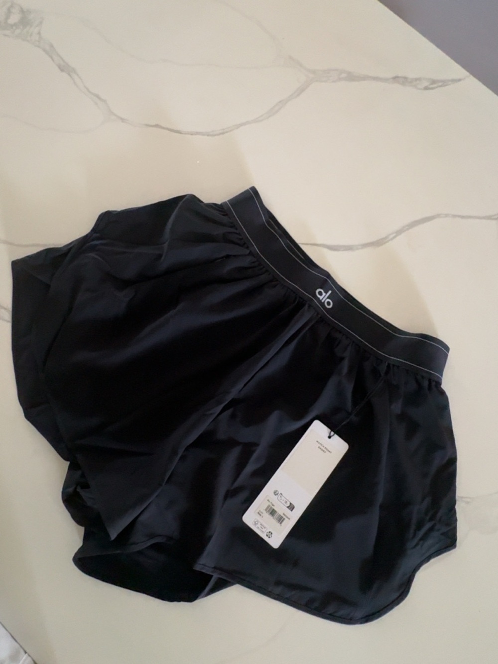 ALO Yoga Black Women's Athletic Shorts with Logo Waistband